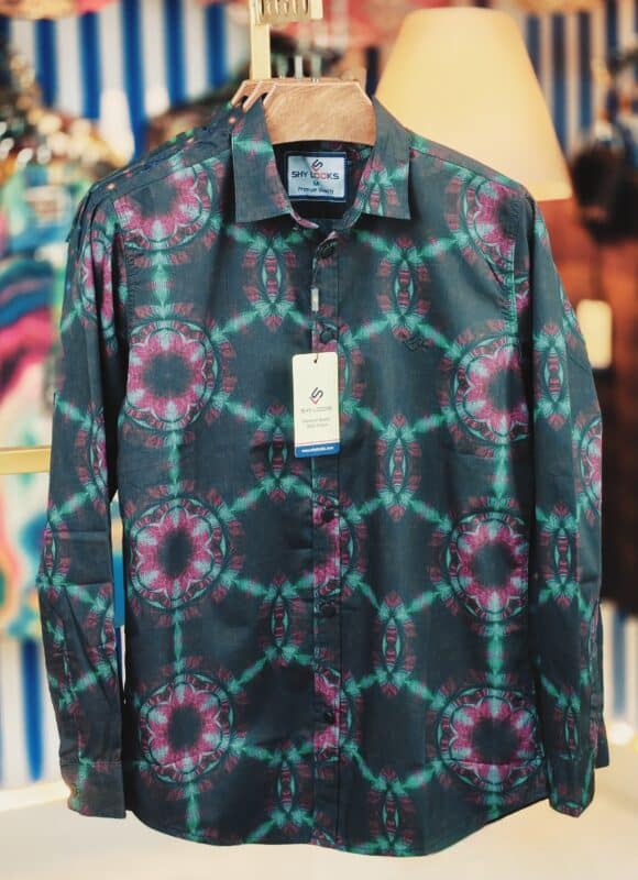 Chinese Cherry Fabrics Printed Full Sleeve Shirt for Men