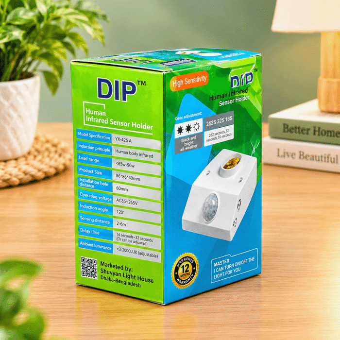 DIP PIR Motion Sensor Light Holder with Delay & Light Adjustment (1 Year Warranty)
