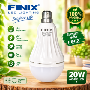FINIX 20W AC DC LED Bulb - B22 Bayonet Cap Extra Bright Rechargeable Light