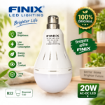 FINIX 20W AC DC LED Bulb - B22 Bayonet Cap Extra Bright Light (1 Year Guarantee