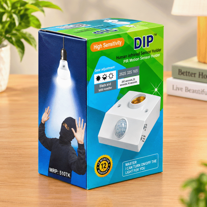 DIP PIR Motion Sensor Light Holder with Delay & Light Adjustment (1 Year Warranty)