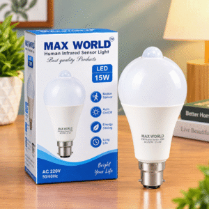 MAX WORLD 15W Motion Sensor Light - Energy Saving Automatic LED Bulb for Stairs & Corridors