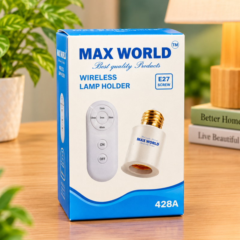 MAX WORLD Remote Control Bulb Holder (E27 / B22) - Wireless Light Switch with Timer