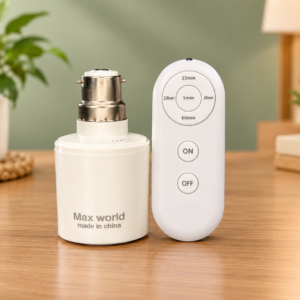 MAX WORLD Remote Control Bulb Holder (E27 / B22) - Wireless Light Switch with Timer