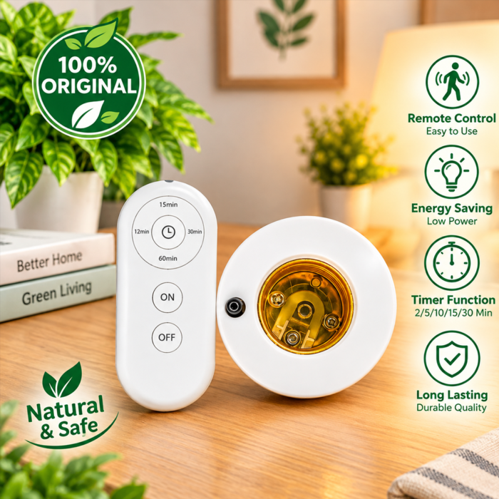 MAX WORLD Remote Control Bulb Holder (E27 / B22) - Wireless Light Switch with Timer